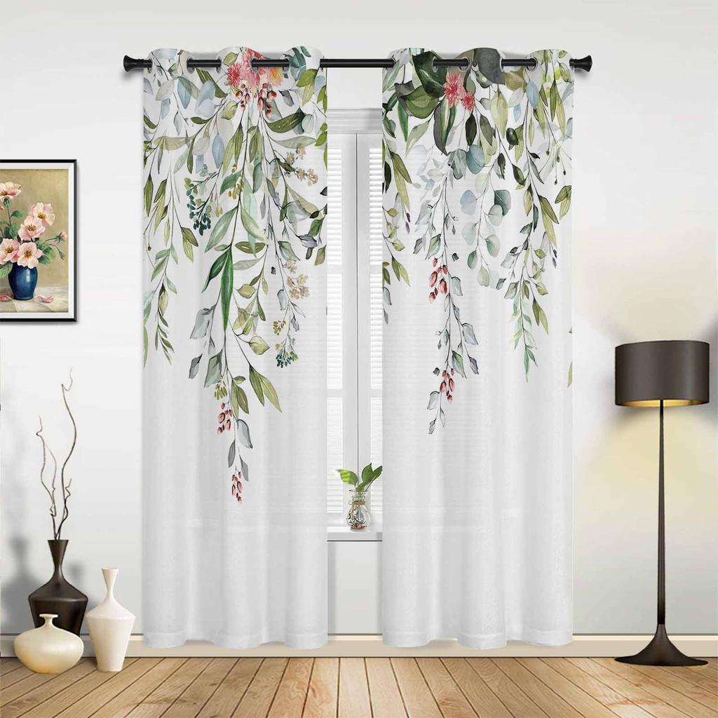 Листья Растение Сине-зеленые Шторы для Спальни Гостиной Шторы Кухни Детской Комнаты Оконные Шторы Современный Домашний Декор