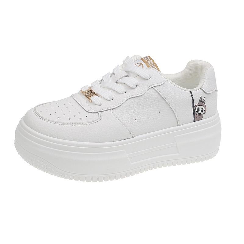 Platform White Shoes Women's New Summer and Autumn Versatile Inner Height Increase Sports and Leisure Muffin Board Shoes