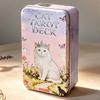 Cat Tarot Deck 78 Cards with Guidebook, Cute White Cat Theme Tarot Cards 11*6.2cm Fortune Telling Cards in Portable Tin Box