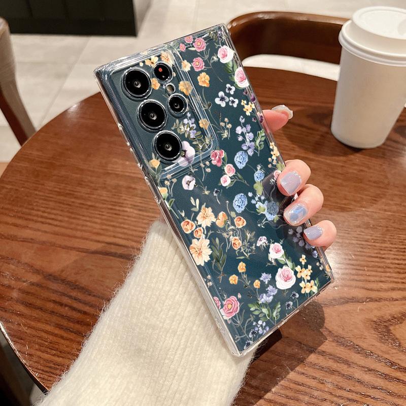 Реалистичный цветочный узор Чехол для телефона Для Samsung Galaxy S26 S25 S24 S23 Ultra S22 Plus S24 S21 FE S25 Edge Прозрачный ТПУ Мягкая крышка