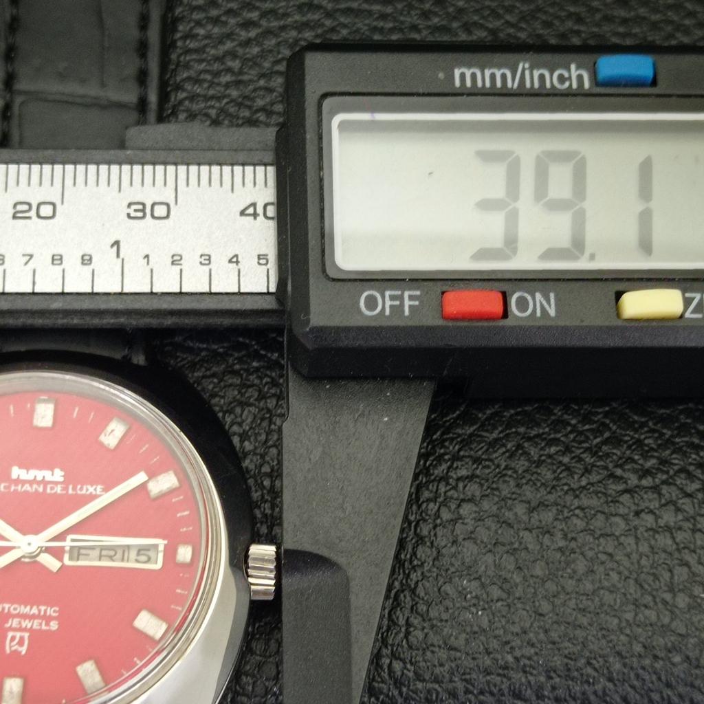 USED HMT KANCHAN DELUXE 6501 AUTOMATIC INDIAN MENS RED DIAL WATCH A432206-2 R110-a432206