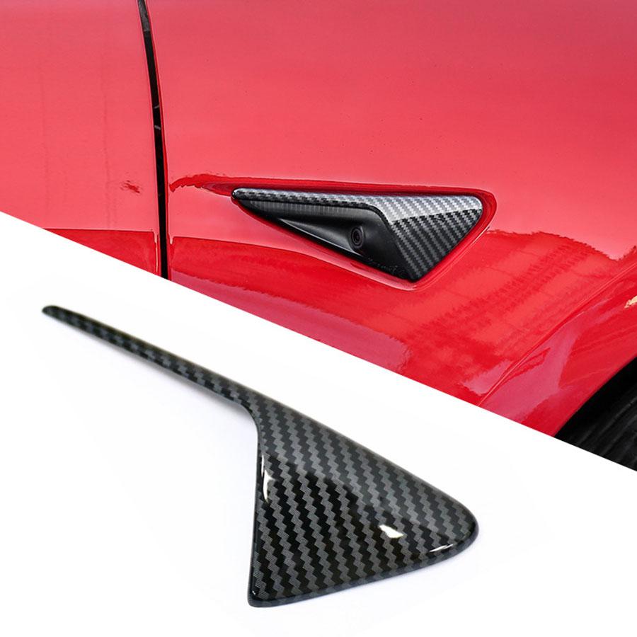 Для Model Y 3 2021 Накладка для защиты боковой камеры в стиле карбонового волокна 2 шт.