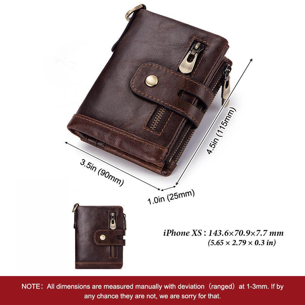 Мужской кошелек, короткий кошелек из натуральной кожи с защитой от кражи RFID, тройной кошелек