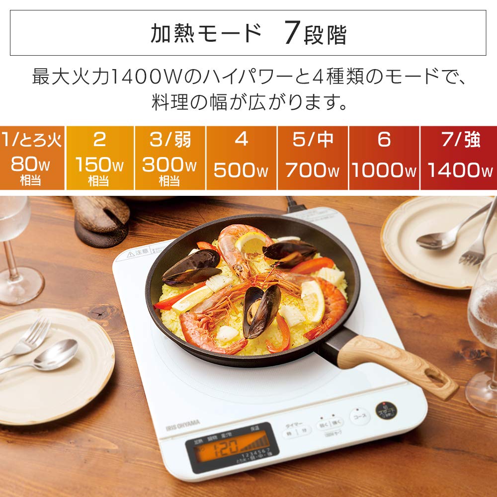 Iris Ohyama IH Cooking 1 с автоматическим регулированием температуры перелива IH 7 уровней нагрева Черный IHCT71B Нагреватель, горелка, ЖК-дисплей, 1400 Вт, профилактика, регулировка,