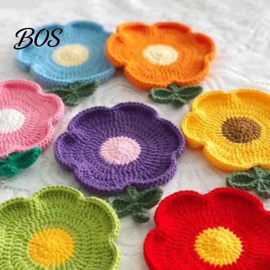 Scratch Resistant Coaster Crochet Flower Coasters, Handmade Knitted Heat Cup Mats Table Placemats, DIY Kit Decorative Doilies for Tabletop Protection,