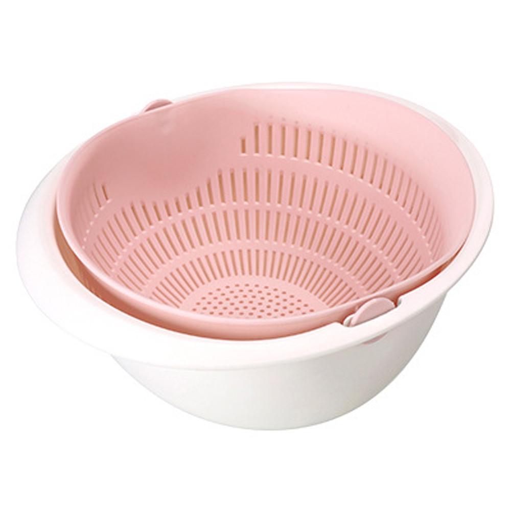 Joliannss Double Drain Basket Bowl Washing Kitchen Strainer Noodles Vegetables Fruit