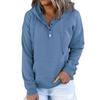 Женская толстовка с капюшоном и завязками на пуговицы спереди, длинный рукав, однотонный свободный топ с карманом, синяя