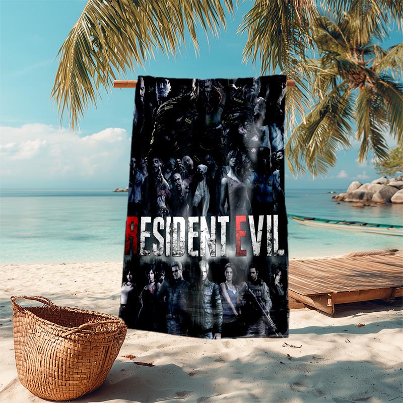 Resident Evil game, Umbrella Corporation, soft beach towel, outdoor camping vacation swimming beach towel, outdoor absorbent bath towel, Q7