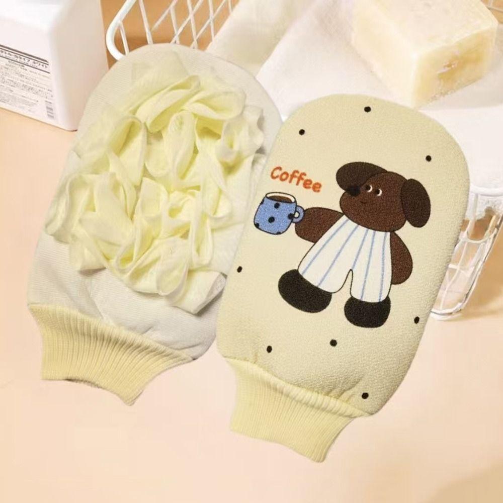 2-in-1 Bath Towel Mud Removal Bathing Cleaning Gloves Creative Bath Flower  Bathroom Spa