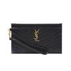 Ysl Cassandre Текстурированный Золотой Логотип Кожаный Клатч Женский Клатч Черный 636313-BOW01-1000