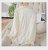 Apricot Embroidered Women's Long-Sleeve Loose-Fit Spring Cotton Shirt
