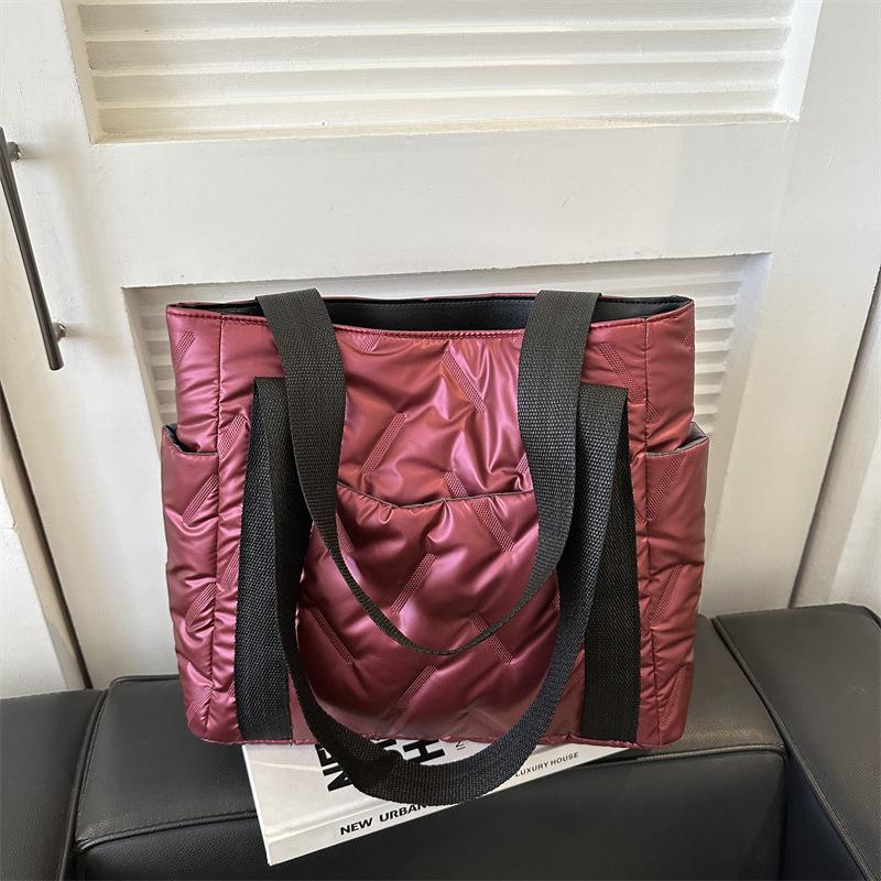 Премиальная фактурная сумка женская новая большая вместительная модная зимняя перламутровая хлопковая сумка через плечо сумка для поездок на работу