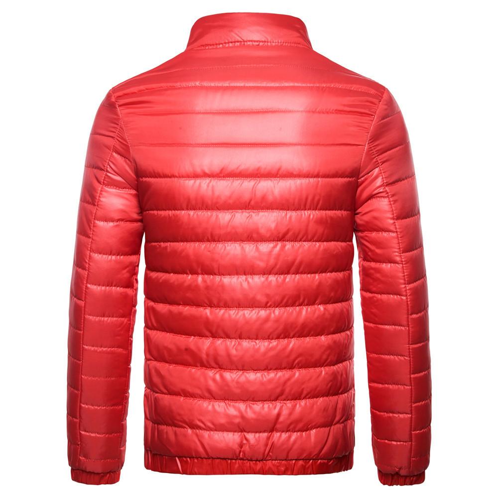 Модная мужская зимняя повседневная толстая верхняя одежда с длинным рукавом и однотонной стойкой