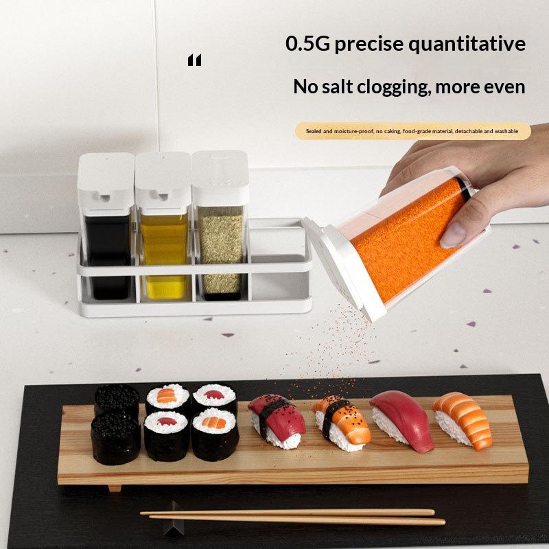 Spice Organizer Set 4-in-1 - Stackable Kitchen Bottles, Airtight Lids For Salt Pepper Baking,Countertop Space Saver Jars