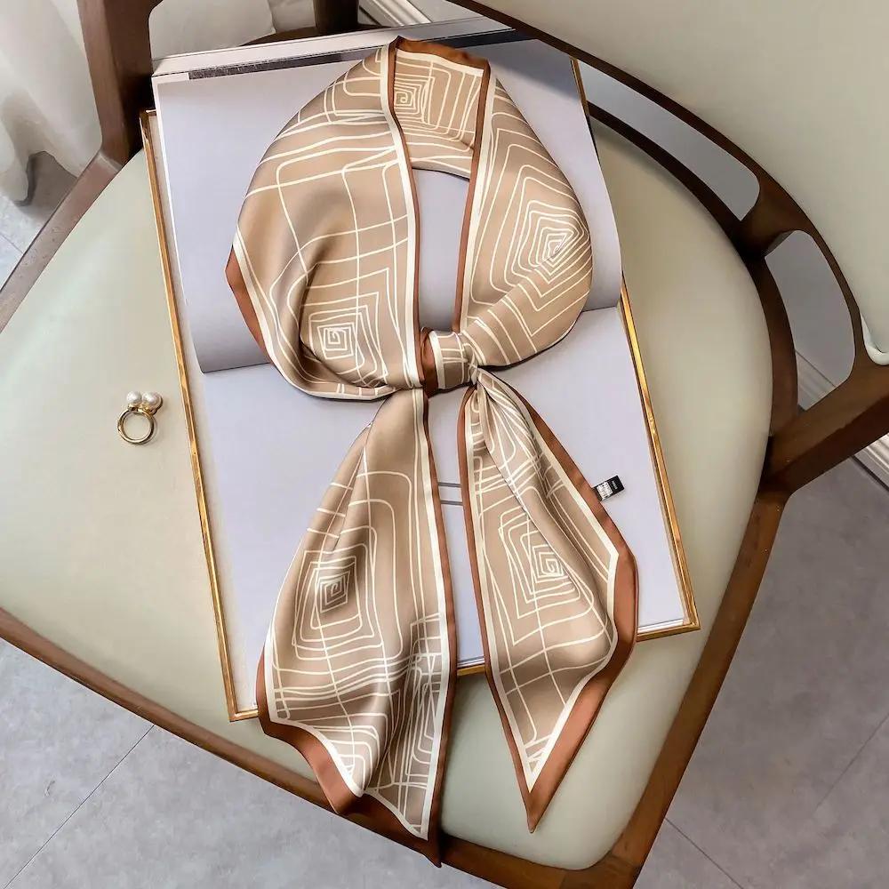 Длинный шелковый шарф-мешок, галстук, женская шея, узкие шарфы, повязка на голову, платок, принт лошади, брендовая женская шейная лента, весна, новинка