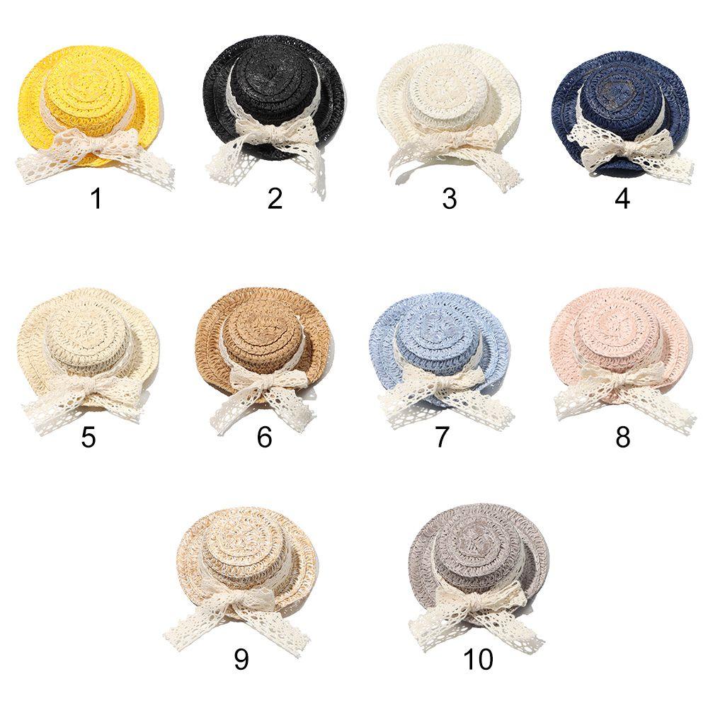 Ручная работа для куклы 1/12, кружевной бант, плетеные вручную шляпы, аксессуары для кукольной шляпы, соломенная шляпа, украшение для кукольного дома