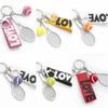 Tennis Racket Tennis Keychain Creative Sports Keyring Letter Tennis Racket Pendant  Gift
