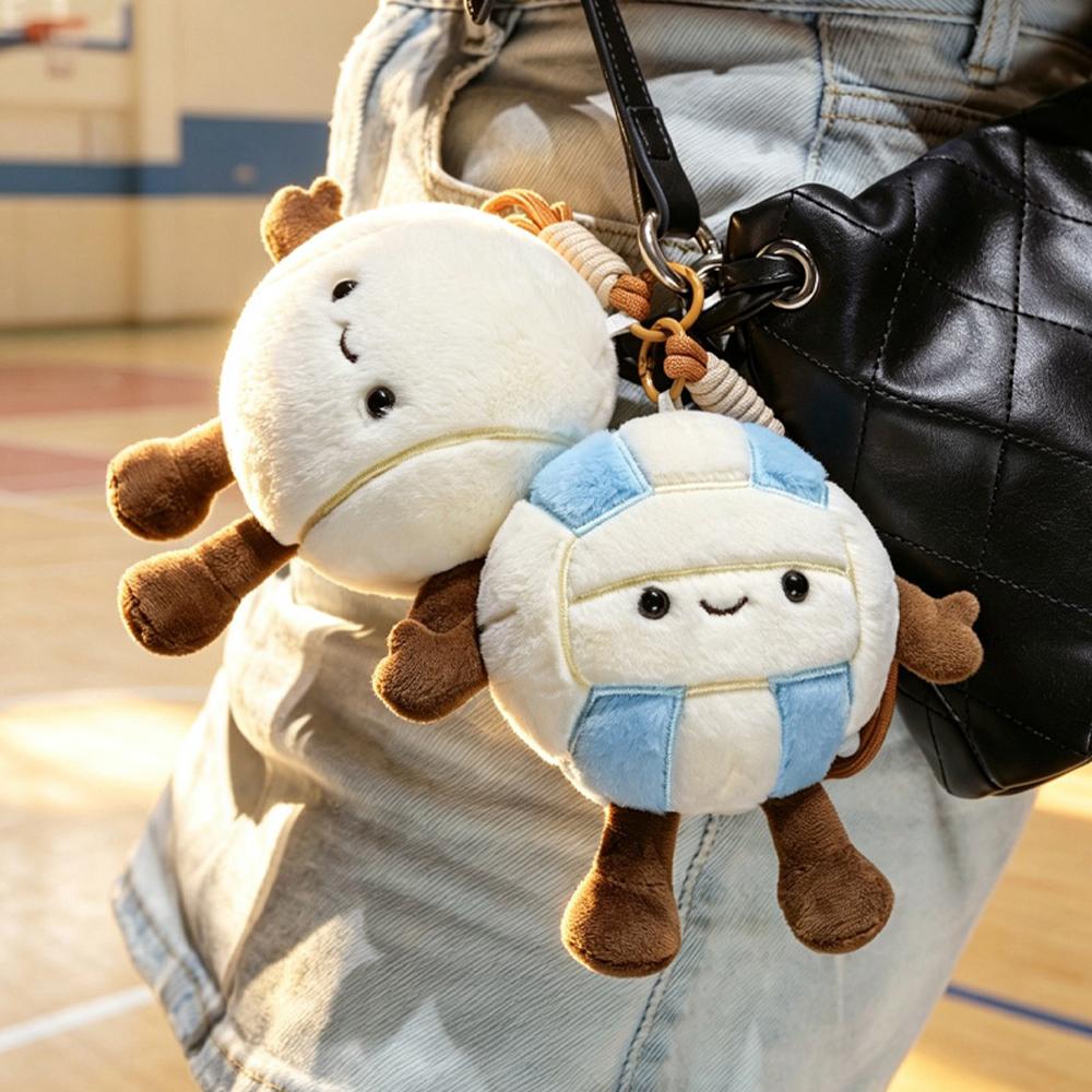 Creative Football Plush Toy Accessory  Basket Ball Bag Charm Plushie Volley Ball Key Holder Baseball Softy Keychain Dolls Gifts