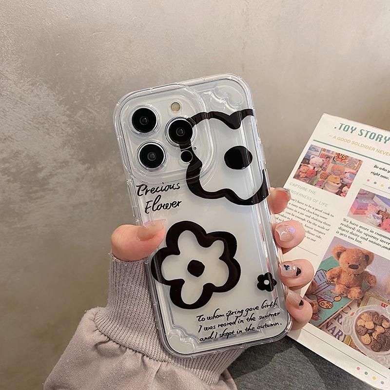 Силиконовый чехол Air Bag с черными цветами и цитатами для Iphone 13 14 12 11 Pro Max, мягкий противоударный чехол из ТПУ на заднюю панель телефона