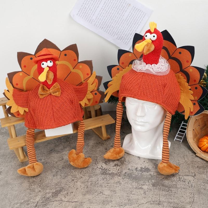 Festival Turkey Shape Costume Hat Thanksgiving Party Headwear Soft Breathable Design For Kids Adults Outdoor indoor Use