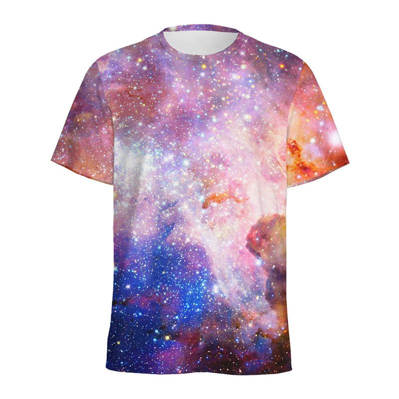 Футболка с красочным рисунком галактики и космоса для мужчин, с круглым вырезом и коротким рукавом, с принтом вселенной и звездного неба, футболки, топы, женская свободная футболка