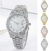 Women Watch Shiny Rhinestone Inlaid Stainless Round Dial Quartz Movement Color Matching Decorative Lady Wristwatch Jewelry