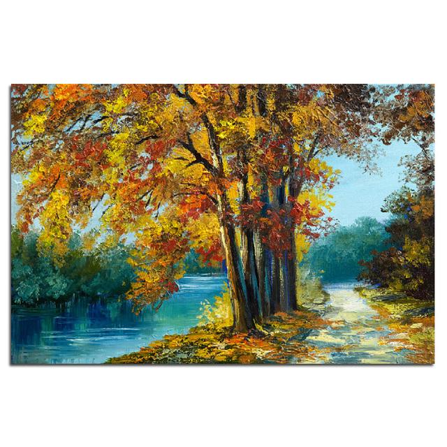 Картина маслом на холсте, художественные постеры и принты, красочные картины с древесными растениями, настенные картины для дома, украшение для гостиной, без рамки