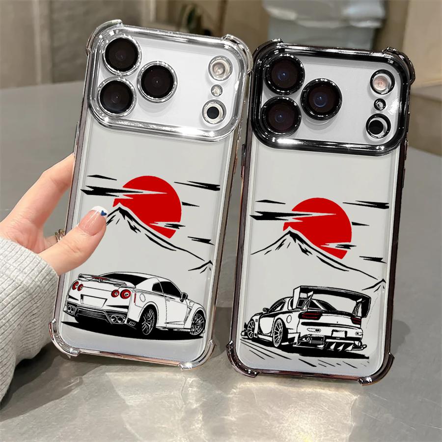 Чехол для телефона iPhone 16 15 14 Plus 17 Air 13 12 11 Pro Max 16e Мягкий чехол Спортивный гоночный JDM Дрифт-автомобиль