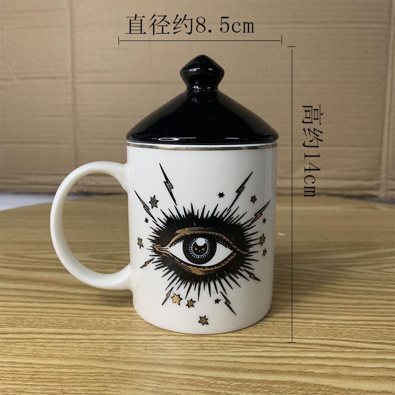 Abstract Eye Ceramic Cup Creative Abstract Coffee Cup with Lid Tableware Aromatherapy Candle Cup Candy Bottle Home Decoration