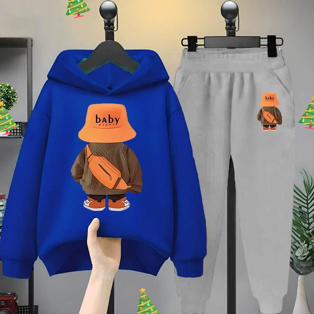 Оранжевая шапка рыбака Bear для мальчиков и девочек, детская толстовка с капюшоном и длинными рукавами, модный комплект детской одежды для отдыха на весну и осень