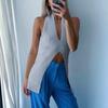 Women's Autumn and Winter V-Neck Split Sexy Sleeveless Knitted Sweater Vest