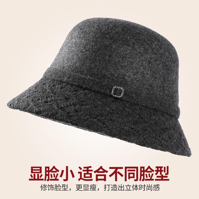 New Wool Basin Hat Women's Autumn and Winter Fashion Mother Bucket Hat Temperament Fleece Warm Top Hat