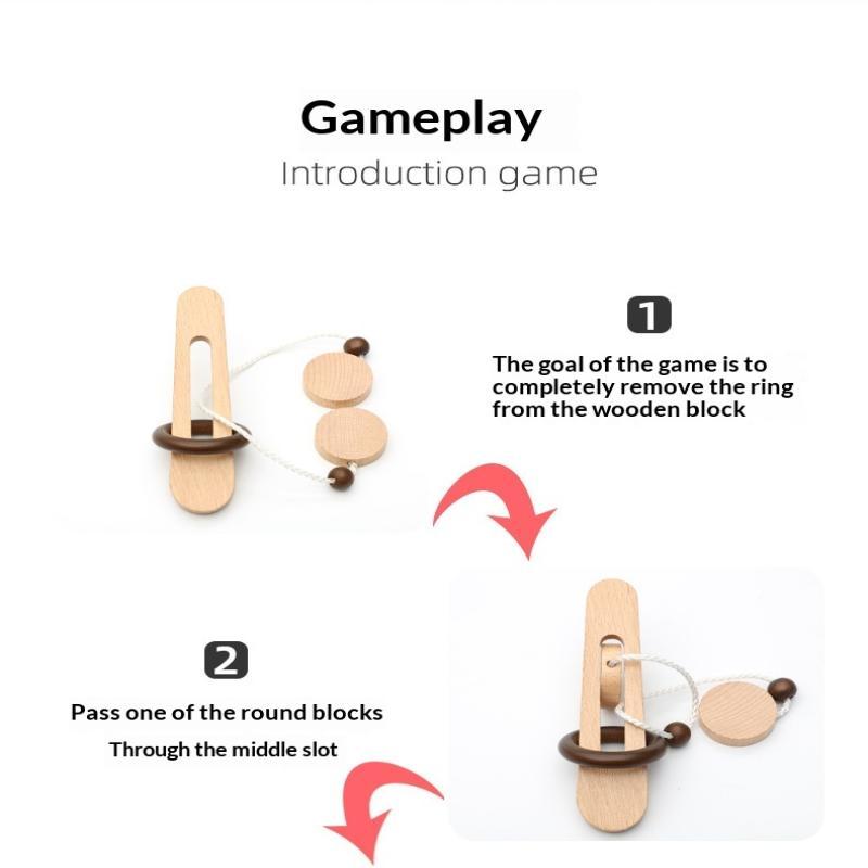 3D Wooden Interlocking Ring Puzzle IQ Challenge Brain Toy High Quality Solid Wood Perfect Classroom Prize for Elementary School Students