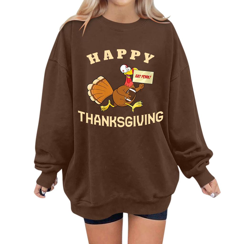 Женская мода повседневная толстовка с длинным рукавом и принтом ко Дню благодарения