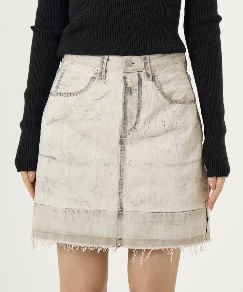 Unknown Planet Slit Mini Skirt Dirty White