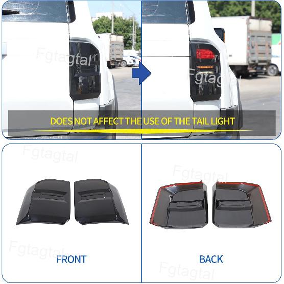 Car Taillight Cover Fit for Toyota Land Cruiser 250 Prado J250 LC250 2024 2025, Smoked Tail Light Shell Trim Cover, Rear Tail lamp Decorative