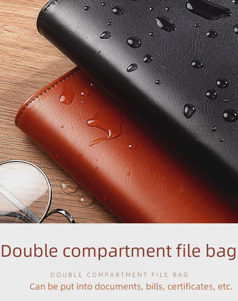 Кожаная папка для деловых бумаг формата А4 с калькулятором — портативная, многофункциональная папка на молнии для встреч с клиентами и проведения деловых операций