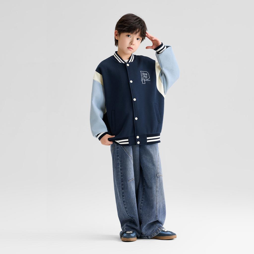 Left West [Parent Child Style] Children's and Boys' Baseball Jacket 2026 New Jacket, College Hoodie, Sports Spring Top