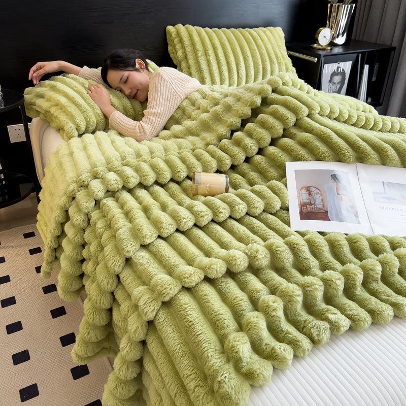 Флисовое одеяло Niche: Фланелевое одеяло с имитацией меха кролика для односпальной/двуспальной кровати