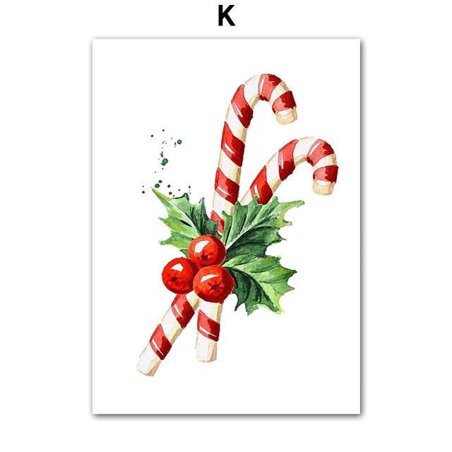 Веселая рождественская собака лось рождественская елка подарок настенная живопись холст праздничный постер и принт картина для гостиной домашний декор