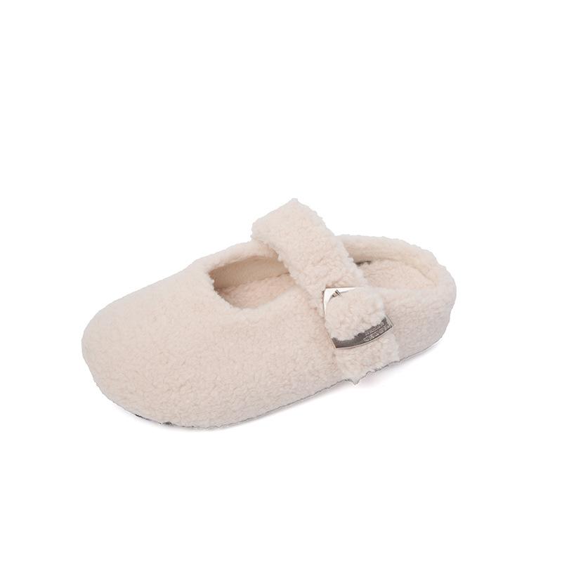 Меховые тапочки для женщин, теплая женская обувь Baotou Solid, новая осенне-зимняя верхняя одежда, повседневные мюли, полутапочки, хлопковая обувь