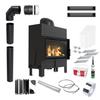 KRATKI FLOKI L 12 kW Fireplace Insert with Ø 200 Mm EKO Black Set for Installation