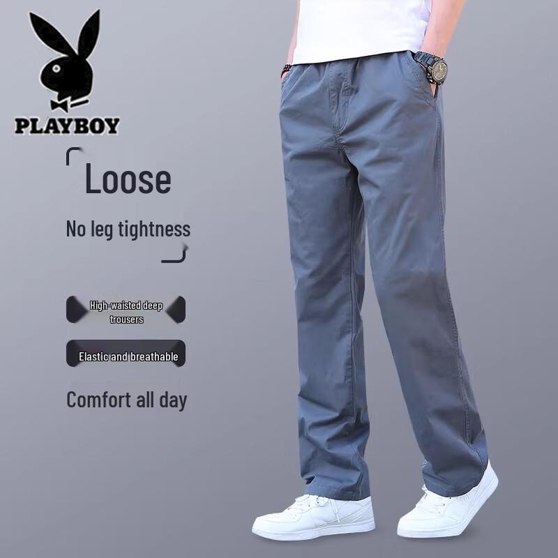 PLAYBOY Мужские летние свободные прямые хлопковые повседневные брюки