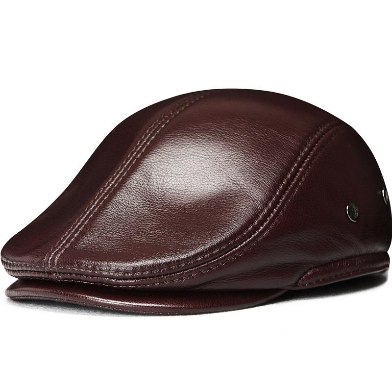 Мужской берет из натуральной кожи, плоская кепка, коричневые ушанки, теплая осень-зима, шляпа Гэтсби для водителя, плющ, газетчик