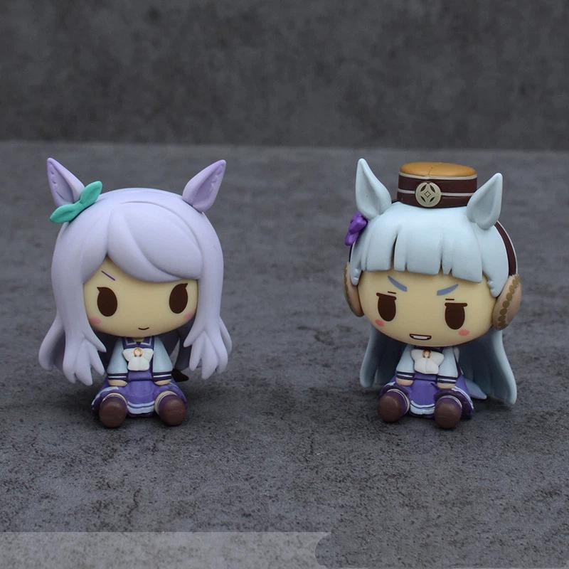 4 шт./комплект Фигурки Чиби Uma Musume Pretty Derby Мини-ушки лошади Kitasan Black Gold Ship Tokai Teio Oguri Cap Милый Аниме Модель Игрушка