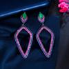 CMM Retro Purple Zirconia Long Drop Earrings Vintage Jewelry