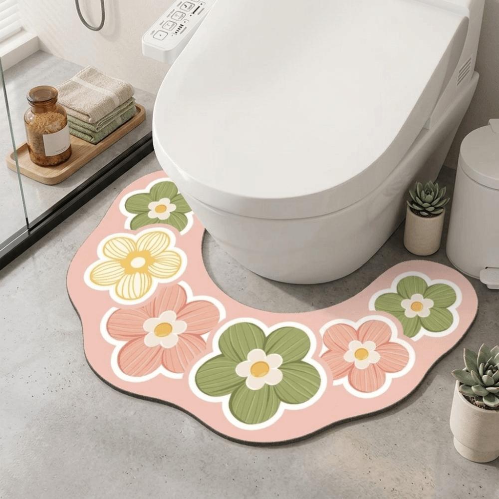 Anti Slip Bathroom Mat Water Absorbing U-shaped Floor Mat Beautiful Toilet Mat Toilet Room
