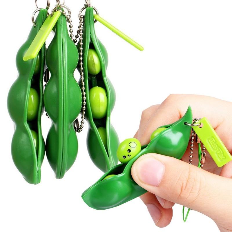 1PC Infinite Squeeze Edamame Toys Peas Keychain Pop It Fidget Squishy Arrow Adult Stress Toy KTY