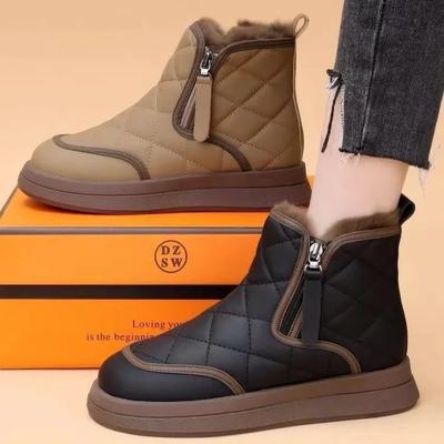 Женские зимние сапоги, зимние водонепроницаемые короткие плюшевые теплые сапоги на молнии, уличные туфли на плоской подошве, женские повседневные ботильоны на платформе, Botines