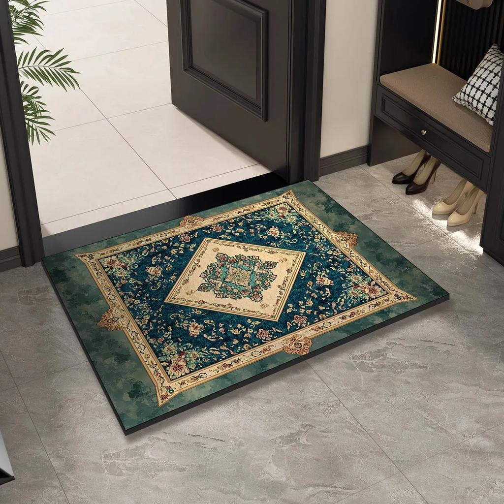 Vintage Persian-Style Doormat Collection Retro Floral Pattern Non-Slip Entryway Rug Classic Elegance Home Decor
